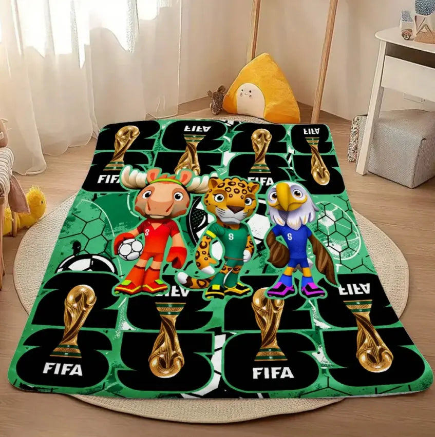World Cup 2026 Trophy Flannel Blanket, for Sofa Bed Office Shawl Camping Travel, Football Fan Gift for World Cup Birthday Anniversary, Home Decor