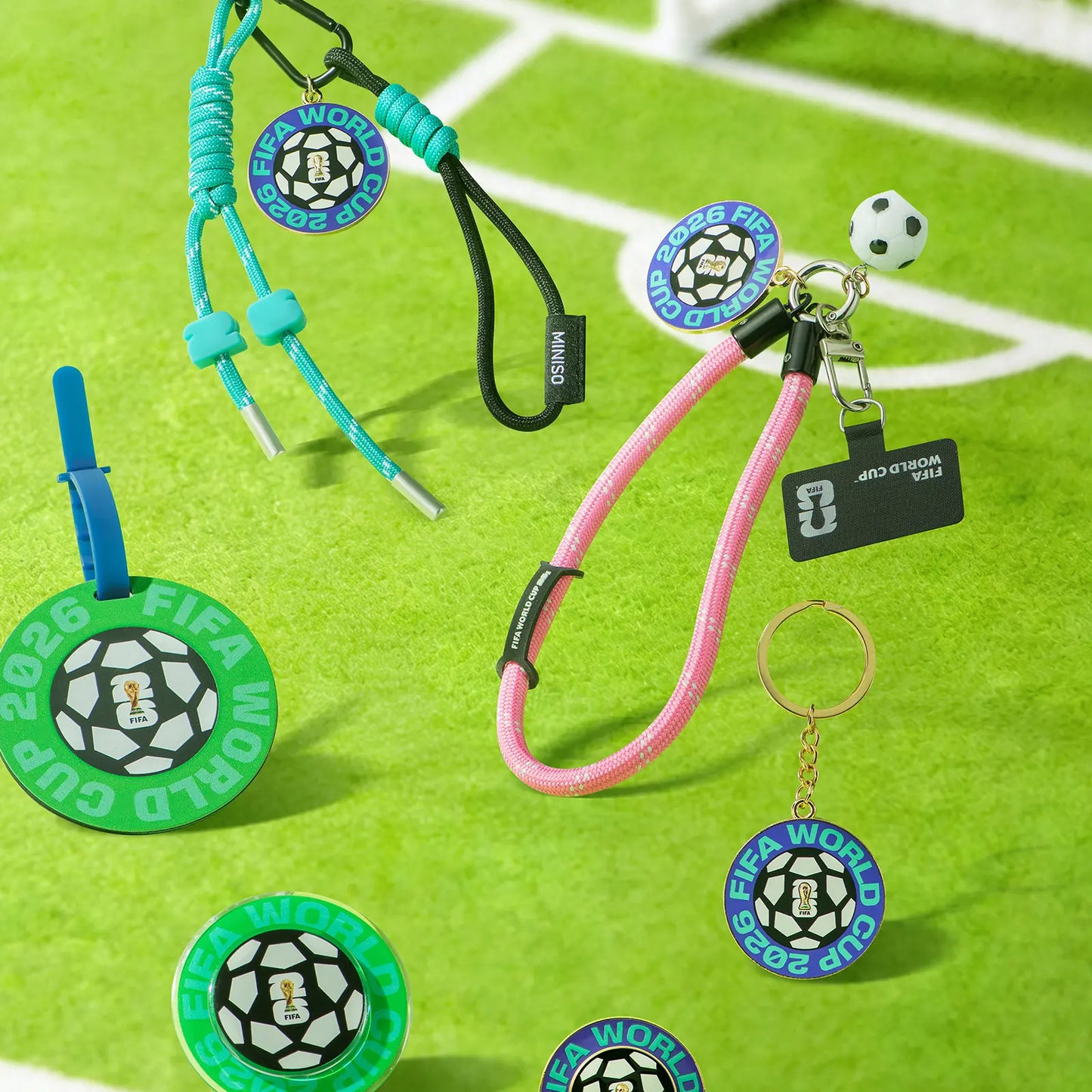 [Limited Edition New Product] MINISO FIFA World Cup 2026 Series Mini Soccer Ball Phone Strap Ornament Keychain Cute Gift