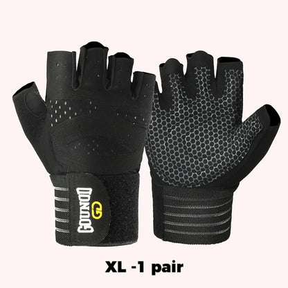 Gym Gloves,Fitness Sports Gloves with Half-Finger Design, Thickened Anti-Slip Palm Pads, Shock-Absorbing Palm Protection, Suitable for Strength Training, Yoga, Home Workouts, Breathable Outdoor Cycling Gloves, Unisex