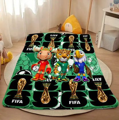 World Cup 2026 Trophy Flannel Blanket, for Sofa Bed Office Shawl Camping Travel, Football Fan Gift for World Cup Birthday Anniversary, Home Decor