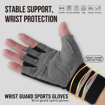 Padded Weightlifting Non-Slip Fingerless Gym for Men & Women Hand Protection Workout with Wrist Support Breathable for Heavy Lifting & Gym Breathable Fingerless Workout Anti-Slip Gym