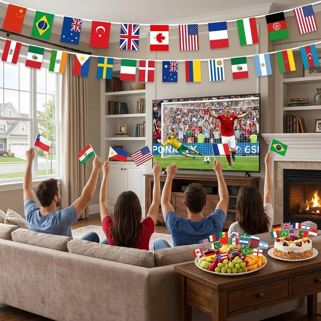 48 Qualifying Nations Soccer Tournament Flag Banner 47Ft,Official Match Day String Flags for 2026 International Soccer Watch Party, Fan Display, Sports Bar & Stadium Atmosphere Home Decor, Garden Yard Porch, Final Match Banner