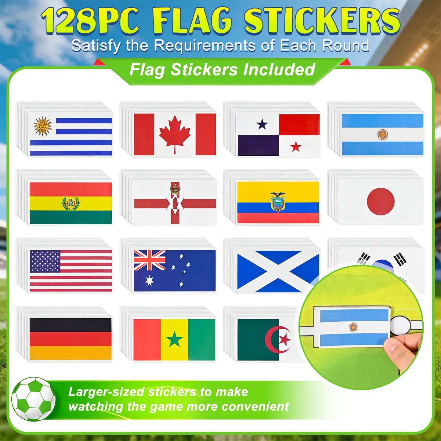 Summerwins 2026 World Soccer Tournament Extra Large Schedule Poster 59"X36" , 128PC Reusable National Flags Sticker, Soccer Schedule Posters with Full Match Timeline with Hooks, Marker Pen, String, Summer World Soccer Wall Chart Poster Set