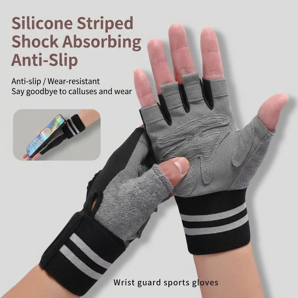 Padded Weightlifting Non-Slip Fingerless Gym for Men & Women Hand Protection Workout with Wrist Support Breathable for Heavy Lifting & Gym Breathable Fingerless Workout Anti-Slip Gym