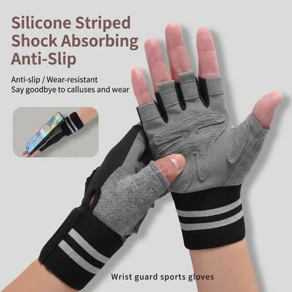 Padded Weightlifting Non-Slip Fingerless Gym for Men & Women Hand Protection Workout with Wrist Support Breathable for Heavy Lifting & Gym Breathable Fingerless Workout Anti-Slip Gym