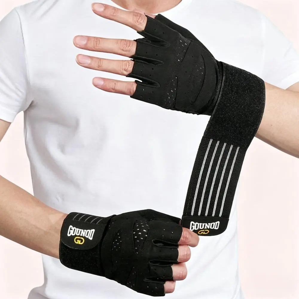 Gym Gloves,Fitness Sports Gloves with Half-Finger Design, Thickened Anti-Slip Palm Pads, Shock-Absorbing Palm Protection, Suitable for Strength Training, Yoga, Home Workouts, Breathable Outdoor Cycling Gloves, Unisex