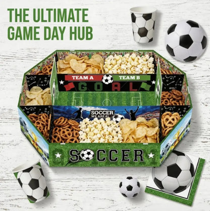 2026 Soccer Party Supplies Set: Extra Large 23X12 Inch "Soccer Field" Shaped Snack Tray, Suitable for Pre-League Parties, Matchday Parties, and Party Decorations.
