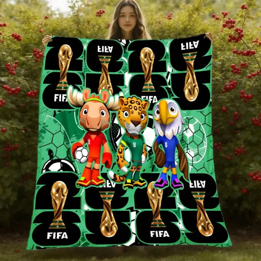 World Cup 2026 Trophy Flannel Blanket, for Sofa Bed Office Shawl Camping Travel, Football Fan Gift for World Cup Birthday Anniversary, Home Decor