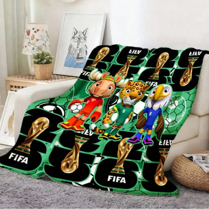 World Cup 2026 Trophy Flannel Blanket, for Sofa Bed Office Shawl Camping Travel, Football Fan Gift for World Cup Birthday Anniversary, Home Decor