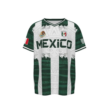 2026 Mexico Aztec Calendar Soccer Jersey, All over Print, Casual Style for All Seasons, Unique Piedra Del Sol Design, Classic Throwback Jersey