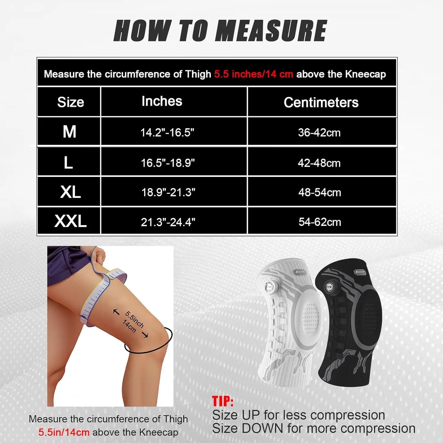 Kuangmi Knee Brace with Patella Gel Pad & Side Stabilizers, Compression Knee Sleeve for Pain Relief, Workout, Arthritis & Meniscus Tear