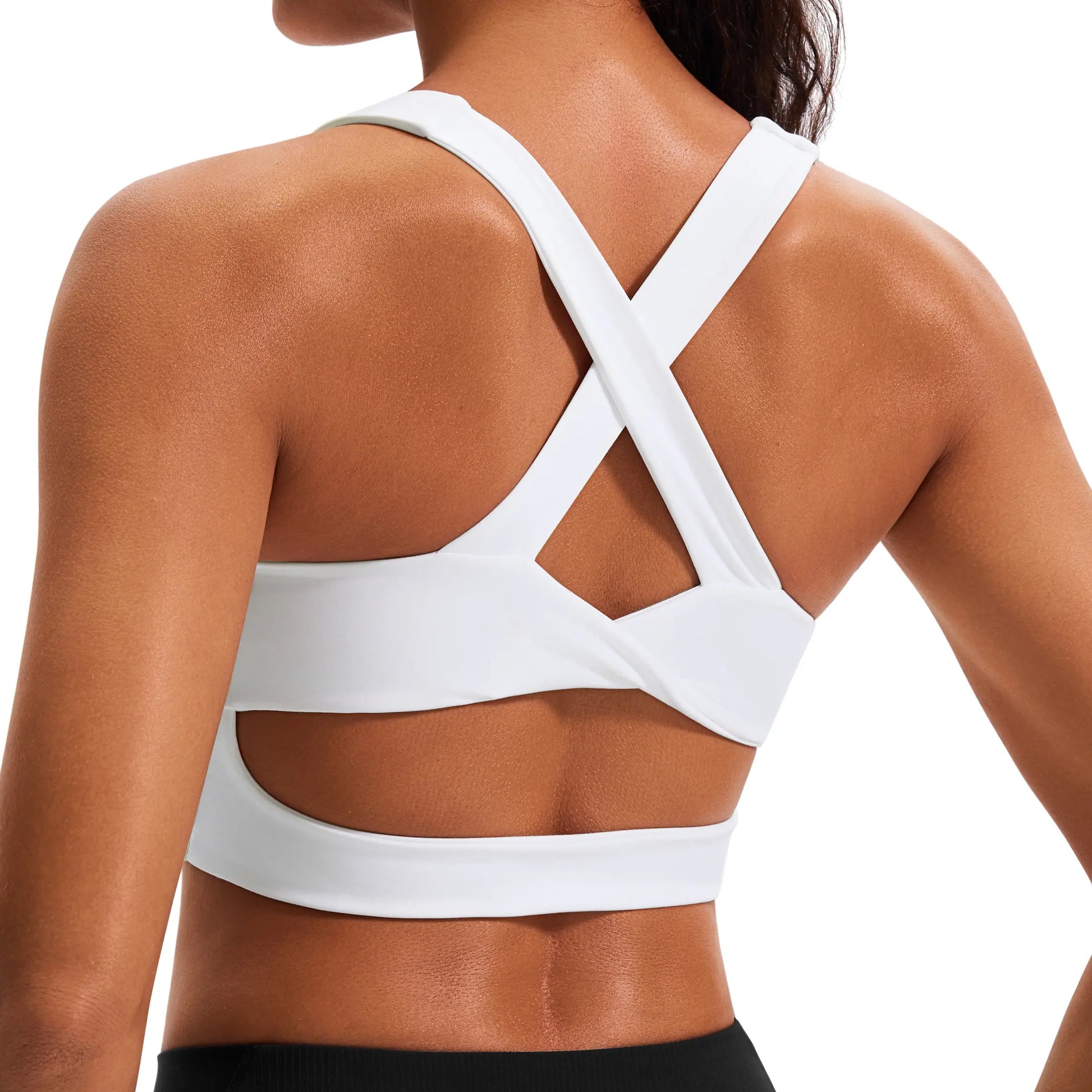 Women's Criss-Cross Back Padded Sports Bras - Medium Support Workout Crop Tops