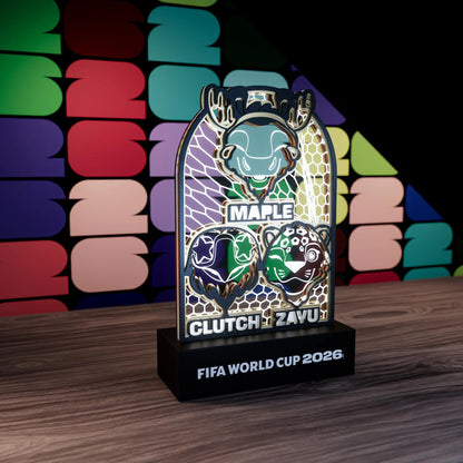 FIFA World Cup 2026 Mascots Clutch Maple Zayu LED Light up Figurine, Plug-In Night Light Collectible Memorabilia Decor for Home Office Desk, Gift for Kids Teens Adults Sports Fan