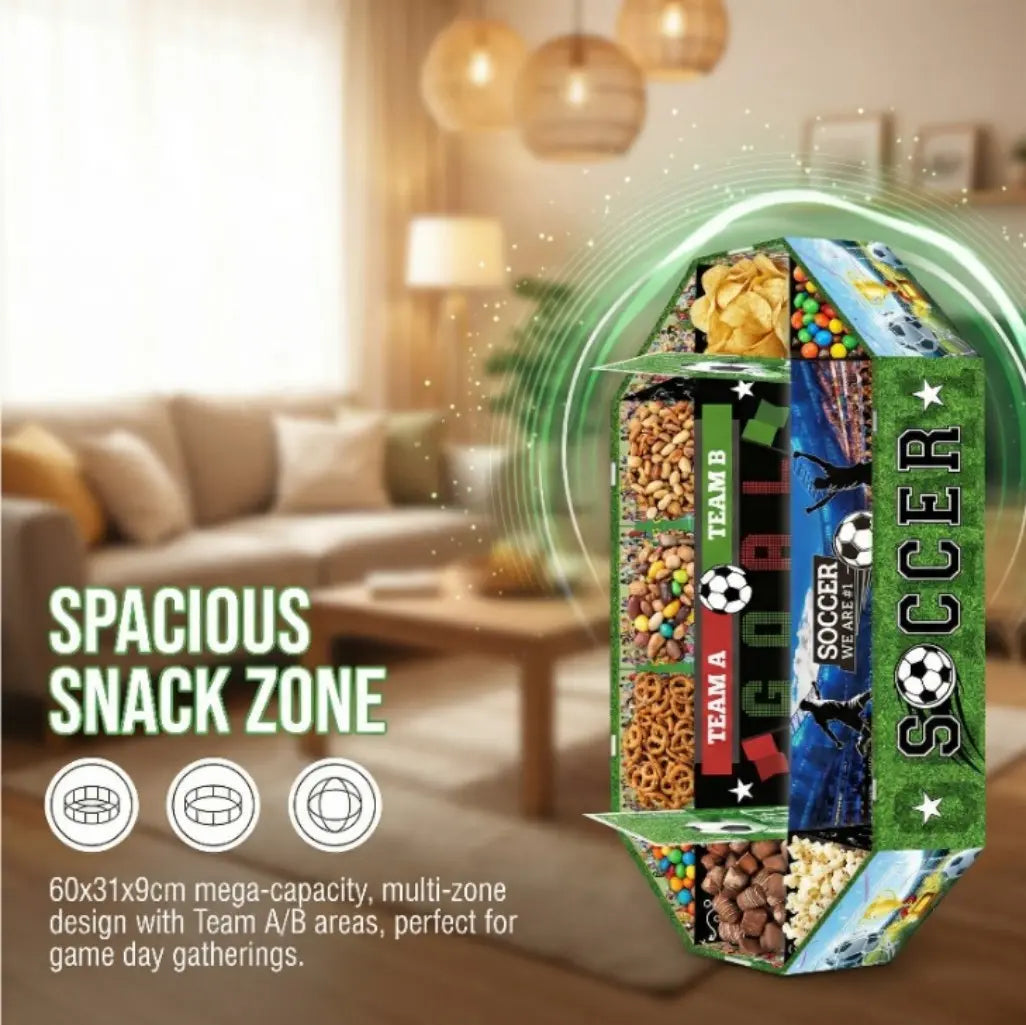 2026 Soccer Party Supplies Set: Extra Large 23X12 Inch "Soccer Field" Shaped Snack Tray, Suitable for Pre-League Parties, Matchday Parties, and Party Decorations.