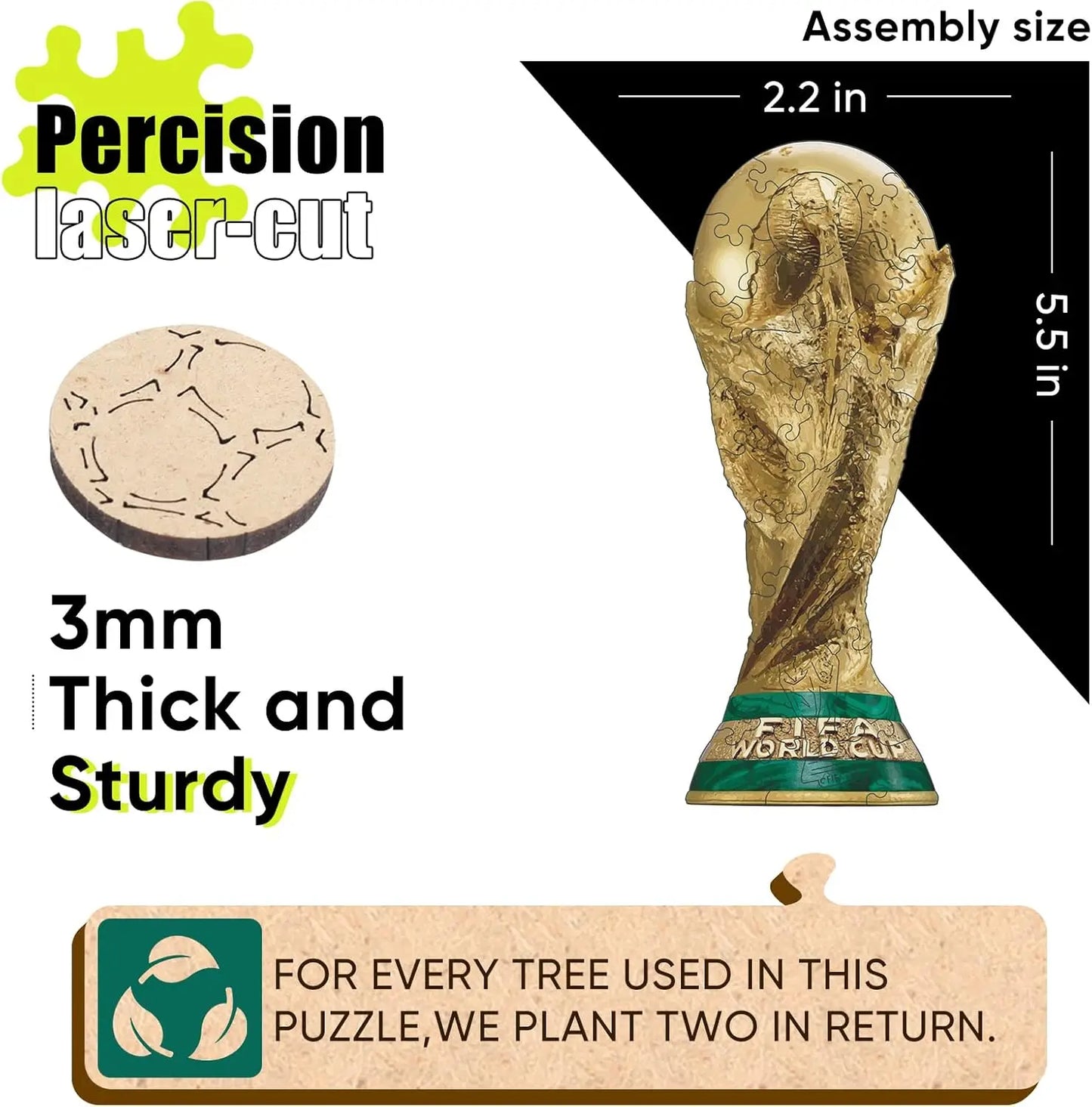 FIFA World Cup 2026 Edition Trophy 26PCS Wooden Pocket Puzzle