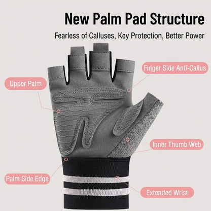 Padded Weightlifting Non-Slip Fingerless Gym for Men & Women Hand Protection Workout with Wrist Support Breathable for Heavy Lifting & Gym Breathable Fingerless Workout Anti-Slip Gym