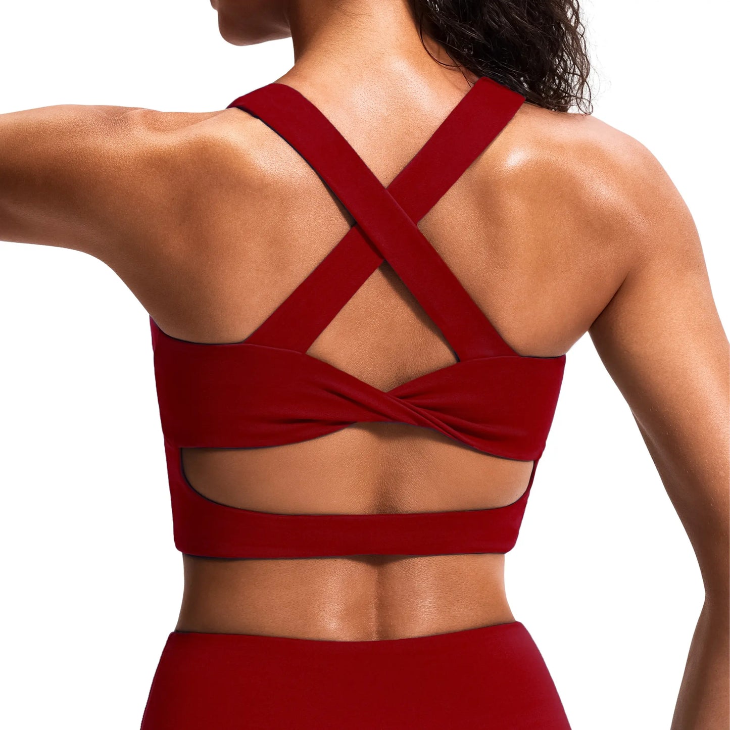 Women's Criss-Cross Back Padded Sports Bras - Medium Support Workout Crop Tops