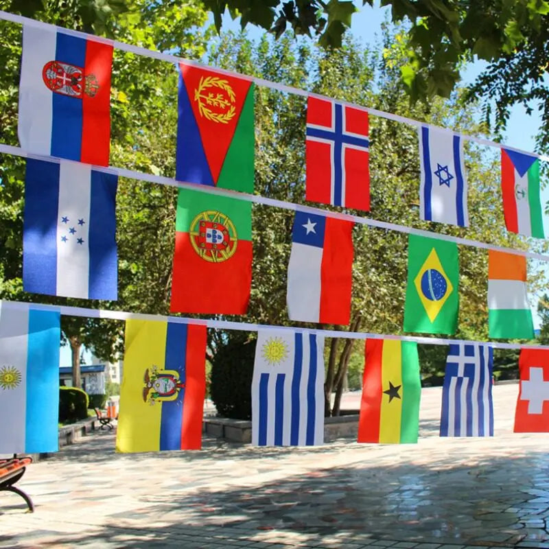 48 Qualifying Nations Soccer Tournament Flag Banner 47Ft,Official Match Day String Flags for 2026 International Soccer Watch Party, Fan Display, Sports Bar & Stadium Atmosphere Home Decor, Garden Yard Porch, Final Match Banner