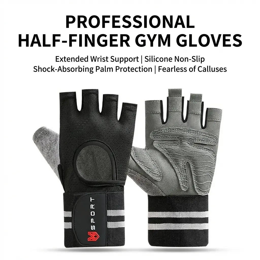 Padded Weightlifting Non-Slip Fingerless Gym for Men & Women Hand Protection Workout with Wrist Support Breathable for Heavy Lifting & Gym Breathable Fingerless Workout Anti-Slip Gym