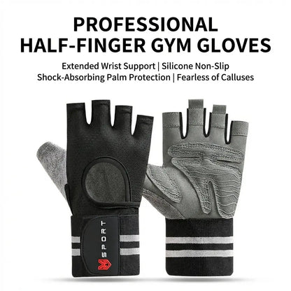 Padded Weightlifting Non-Slip Fingerless Gym for Men & Women Hand Protection Workout with Wrist Support Breathable for Heavy Lifting & Gym Breathable Fingerless Workout Anti-Slip Gym