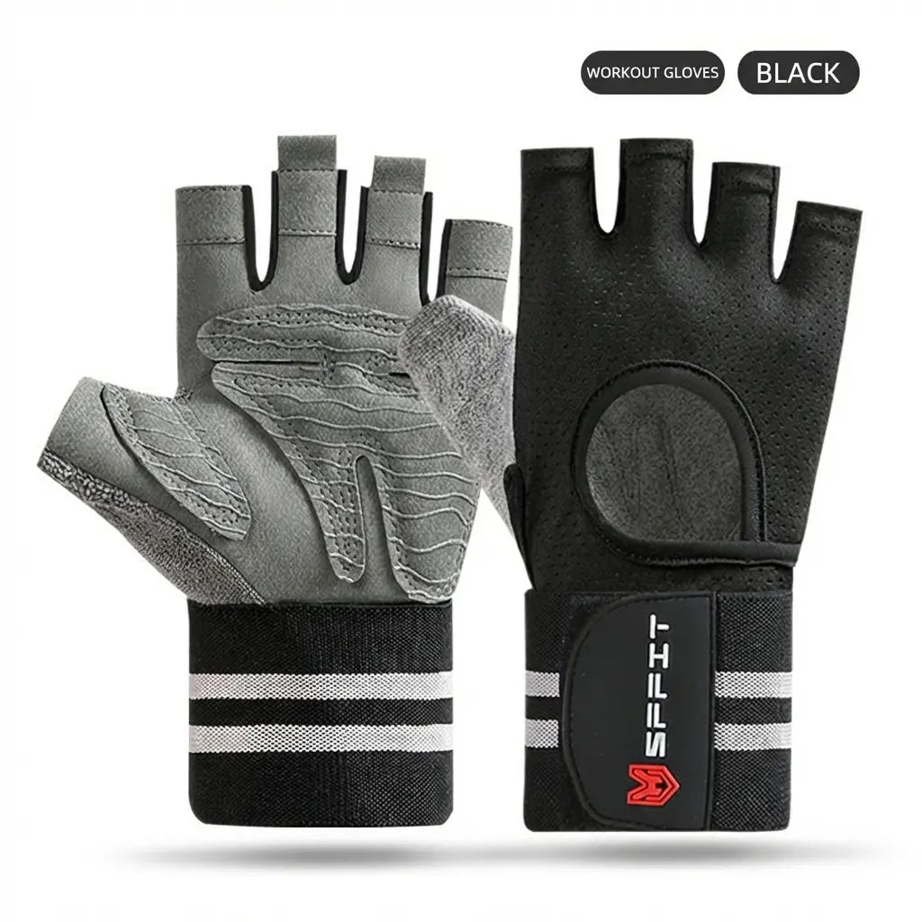 Padded Weightlifting Non-Slip Fingerless Gym for Men & Women Hand Protection Workout with Wrist Support Breathable for Heavy Lifting & Gym Breathable Fingerless Workout Anti-Slip Gym