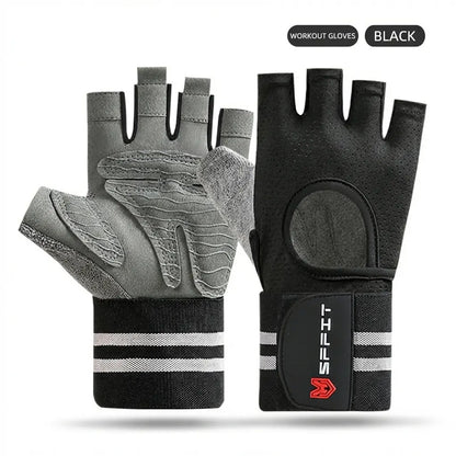 Padded Weightlifting Non-Slip Fingerless Gym for Men & Women Hand Protection Workout with Wrist Support Breathable for Heavy Lifting & Gym Breathable Fingerless Workout Anti-Slip Gym