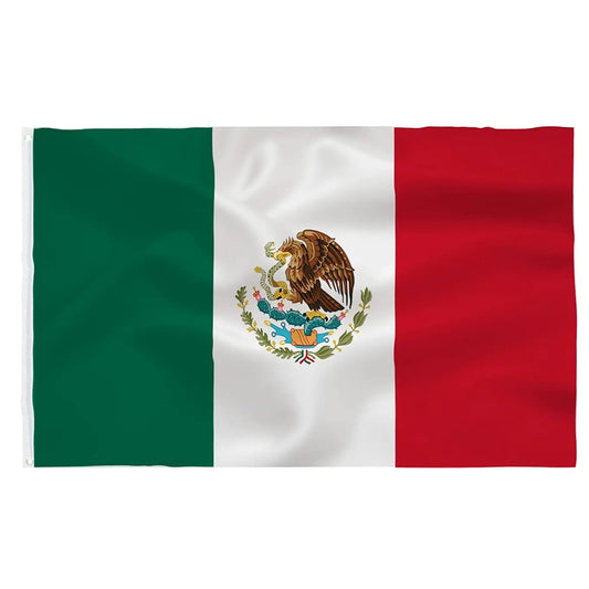 Mexico Double-Sided Flag 3X5 Foot- Mexican National Flags Indoor/Outdoor Quality Polyester with Vivid Color Brass Grommets Decorations
