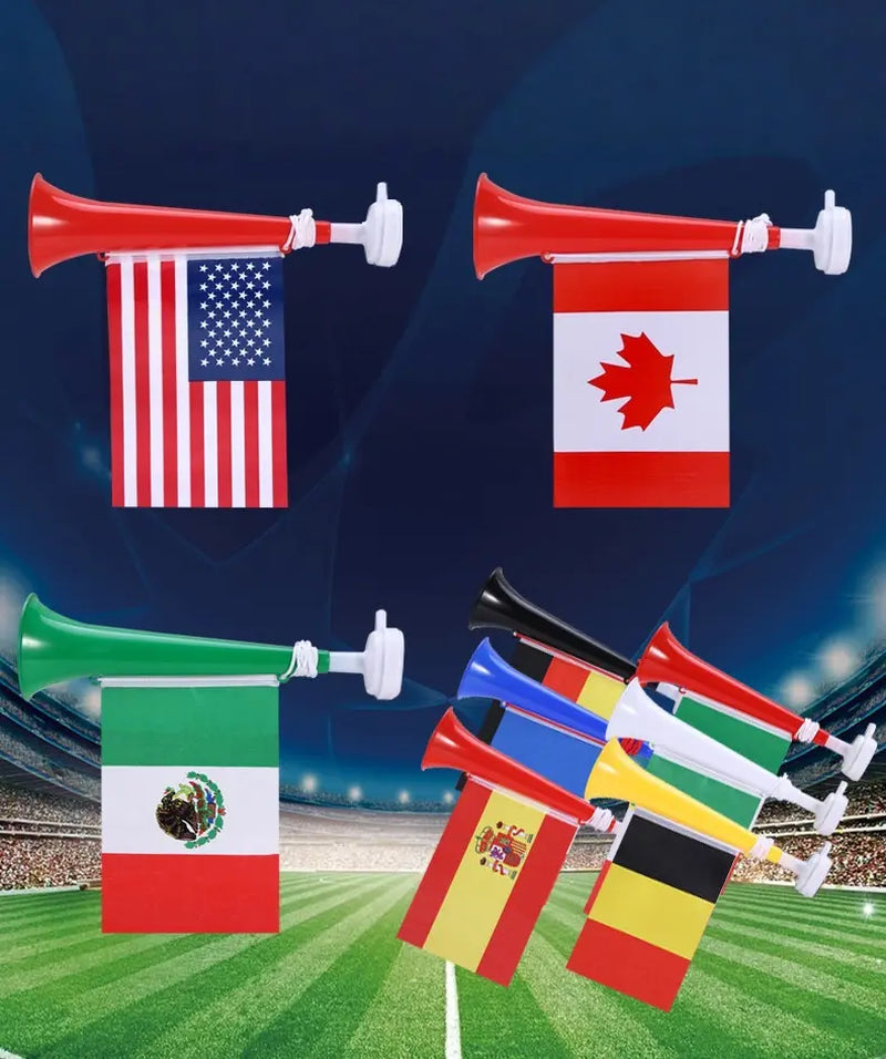 Cheering Horn with National Flag Style，Football Season, Midsummer, Football, , Cheering Props , 11 Inch Stadium Horn with National Flag, Suitable for Cheering for Festival Events, Parties and Special Occasions，Multiple Countries Available to Choose
