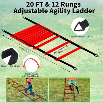 Soccer Goals for Backyard Set of 2, 4X3/6X4 Ft Portable Pop up Soccer Goals Toddle Soccer Goals Soccer Training Equipment with 1 Adjustable Agility Ladder, 1 Soccer Ball, 8 Soccer Cones