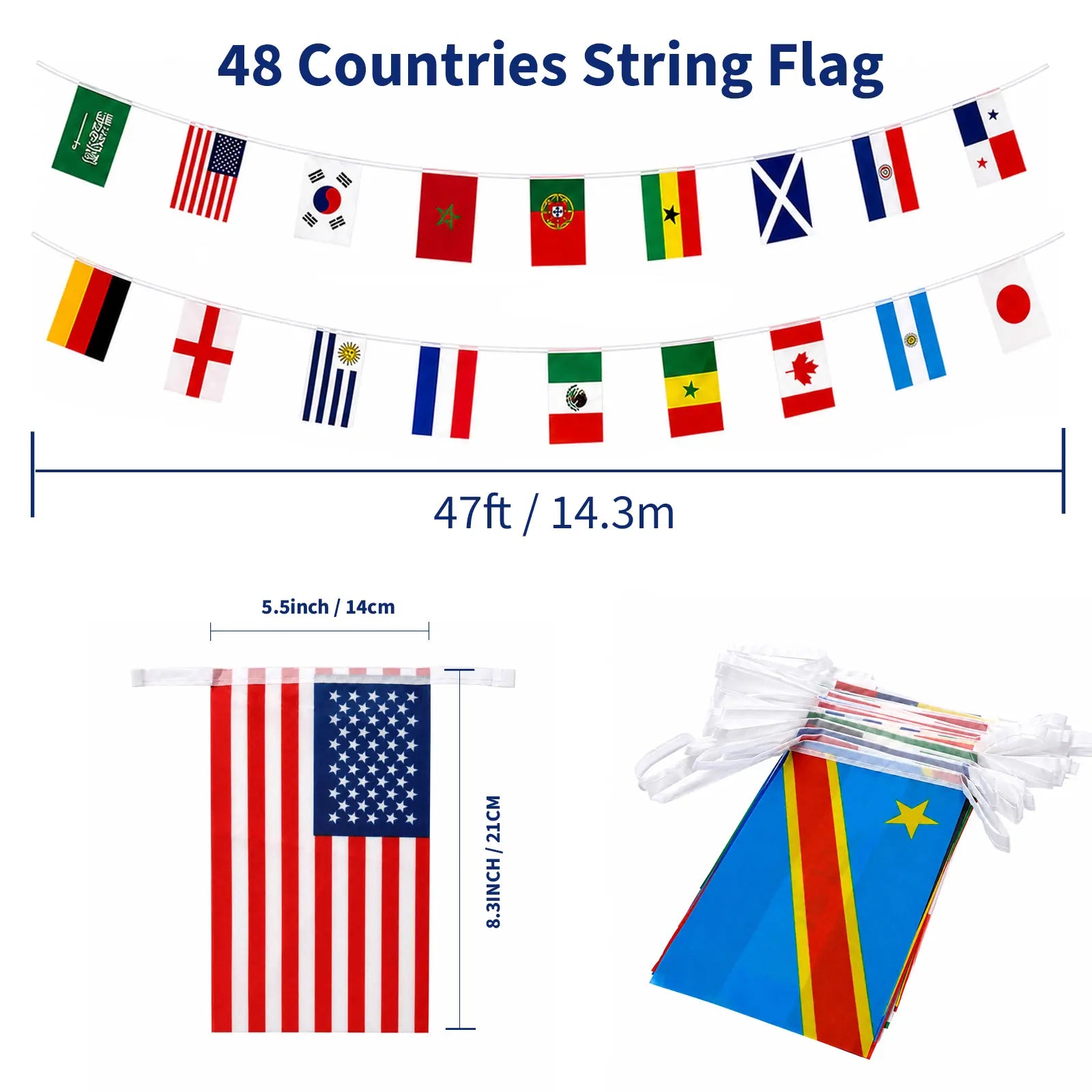 48 Qualifying Nations Soccer Tournament Flag Banner 47Ft,Official Match Day String Flags for 2026 International Soccer Watch Party, Fan Display, Sports Bar & Stadium Atmosphere Home Decor, Garden Yard Porch, Final Match Banner