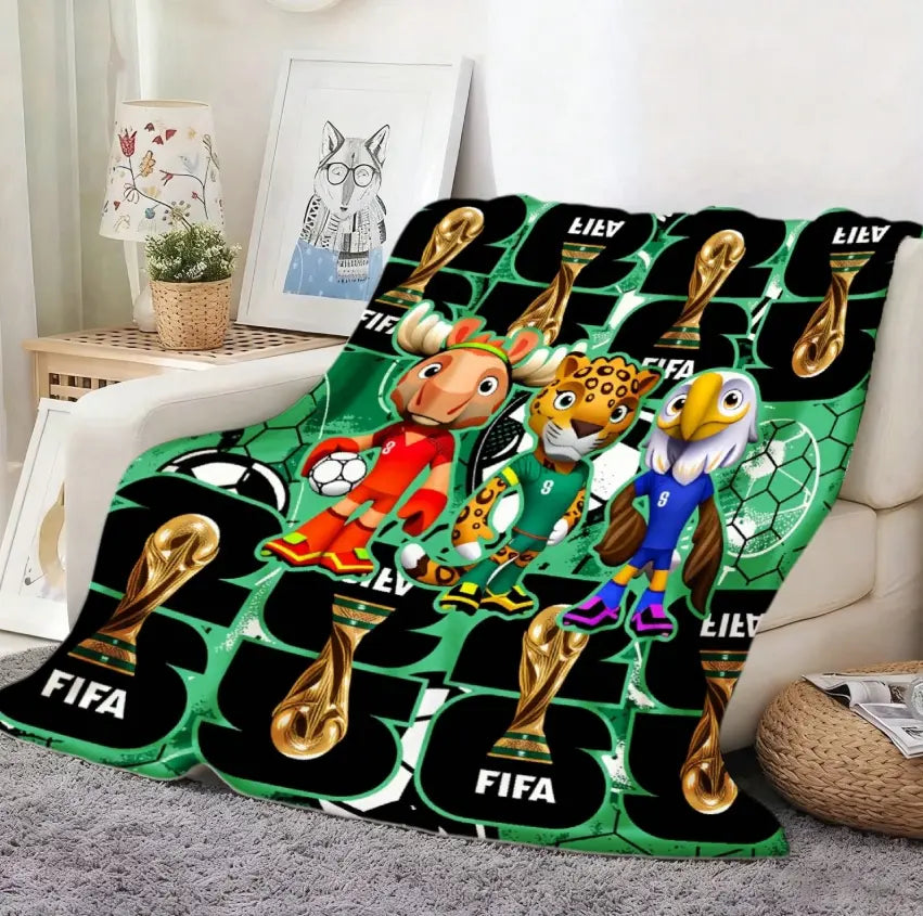 World Cup 2026 Trophy Flannel Blanket, for Sofa Bed Office Shawl Camping Travel, Football Fan Gift for World Cup Birthday Anniversary, Home Decor