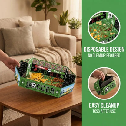2026 Soccer Party Supplies Set: Extra Large 23X12 Inch "Soccer Field" Shaped Snack Tray, Suitable for Pre-League Parties, Matchday Parties, and Party Decorations.