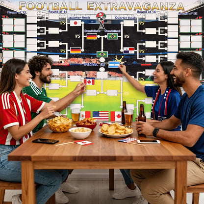 Summerwins 2026 World Soccer Tournament Extra Large Schedule Poster 59"X36" , 128PC Reusable National Flags Sticker, Soccer Schedule Posters with Full Match Timeline with Hooks, Marker Pen, String, Summer World Soccer Wall Chart Poster Set