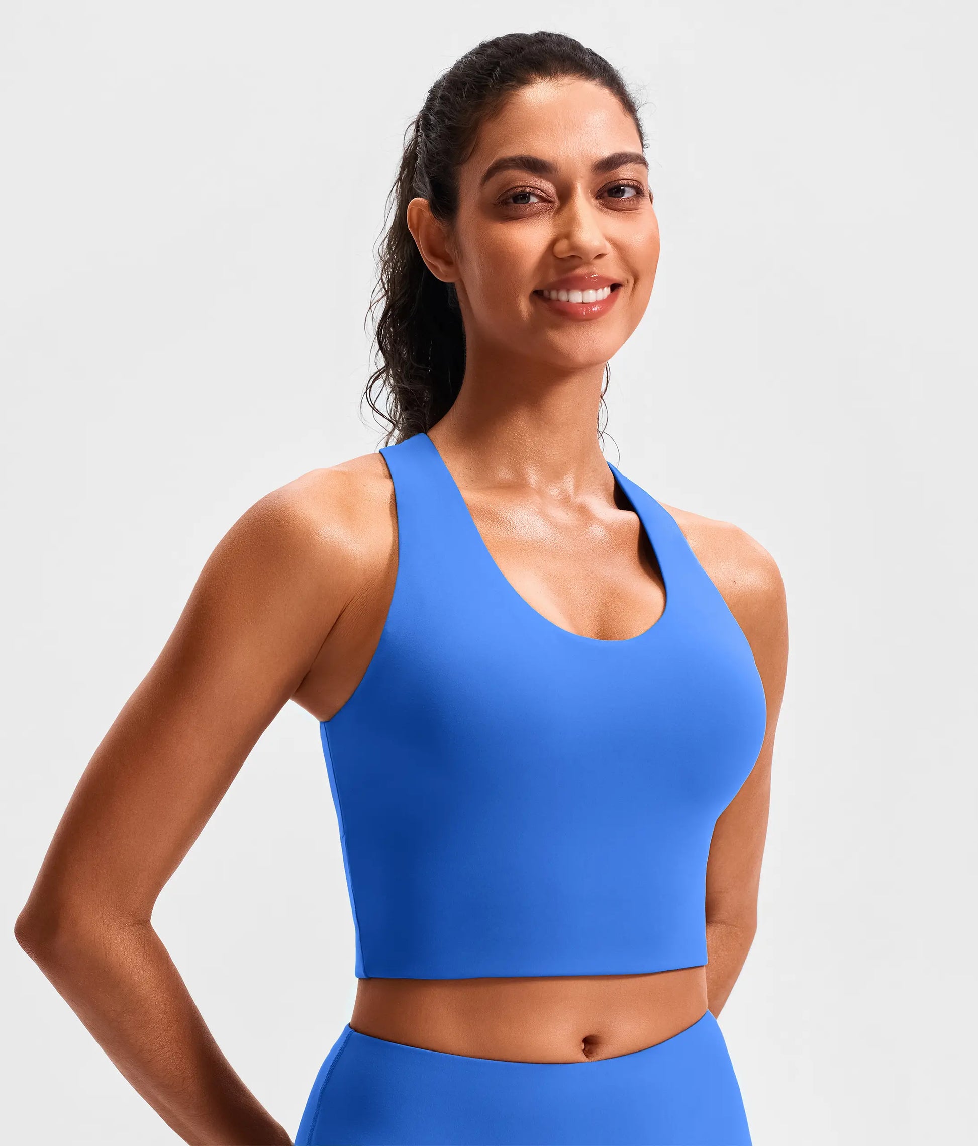 Women's Criss-Cross Back Padded Sports Bras - Medium Support Workout Crop Tops