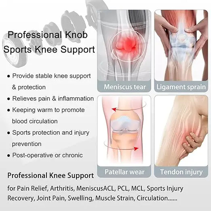 Kuangmi Knee Brace with Patella Gel Pad & Side Stabilizers, Compression Knee Sleeve for Pain Relief, Workout, Arthritis & Meniscus Tear