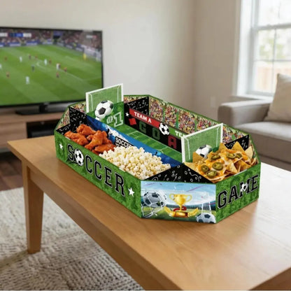 2026 Soccer Party Supplies Set: Extra Large 23X12 Inch "Soccer Field" Shaped Snack Tray, Suitable for Pre-League Parties, Matchday Parties, and Party Decorations.