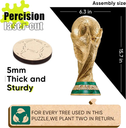 Official FIFA World Cup 2026 Edition Trophy Puzzles for Adults, 200 Pieces Football Merchandise Wooden Puzzles, Unique Soccer Gifts for Fans, Collectors Puzzle, 6.3 X 15.7 Inch Sports Souvenirs